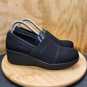 Skechers Pier Lite Black Wedge Flats Shoes Size 9 Wide